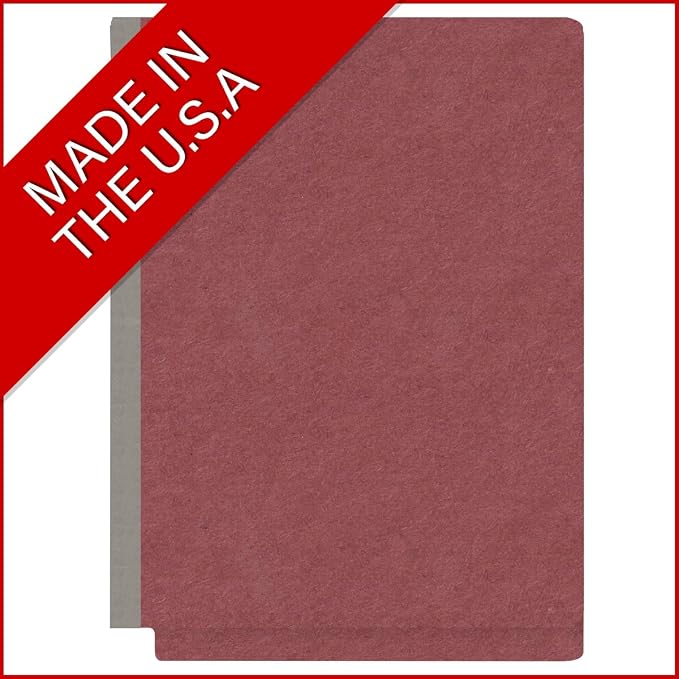 End Tab Pressboard Folders, Letter Size, 2" exp, Fasteners Pos #1 & #3, Dark Red (Box of 25)