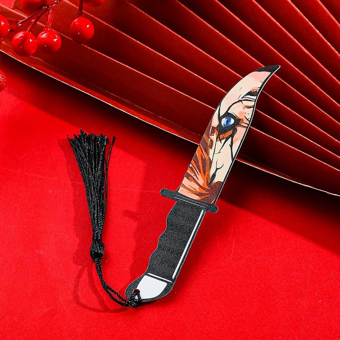 3Pcs Horror Movie Series Bookmarks, Featured Characters Halloween Themed Dagger Acrylic Bookmarks for Book Fans, Writers, Scholars, Bookworms, Friends (3Pcs Joker the Knife)