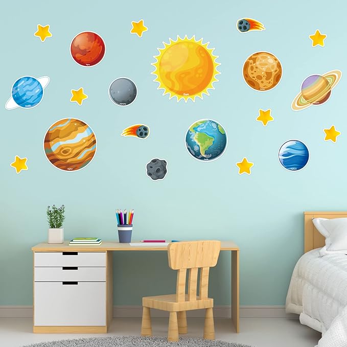 42 Pcs Solar System Cutouts Planet Cutouts for Bulletin Board Sun 8 Planets Galaxy Wall Decal Outer Space Room Decor Birthday Party Decorations