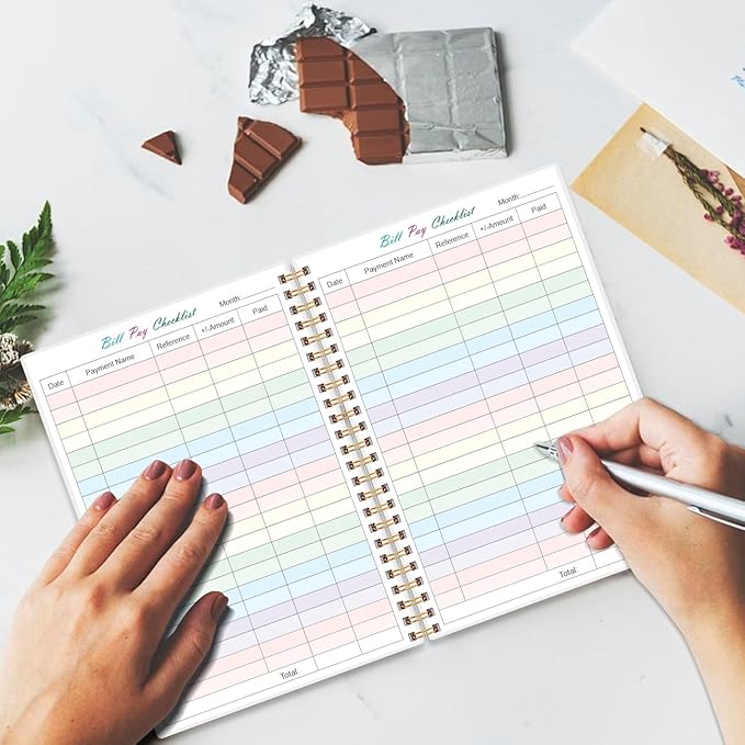Bill Payment Checklist - Monthly Bill Organizer & Planner for Personal Budgeting Financial, Bill Payment Tracker Notebook, 5.8" x 8.5", Black Flowers