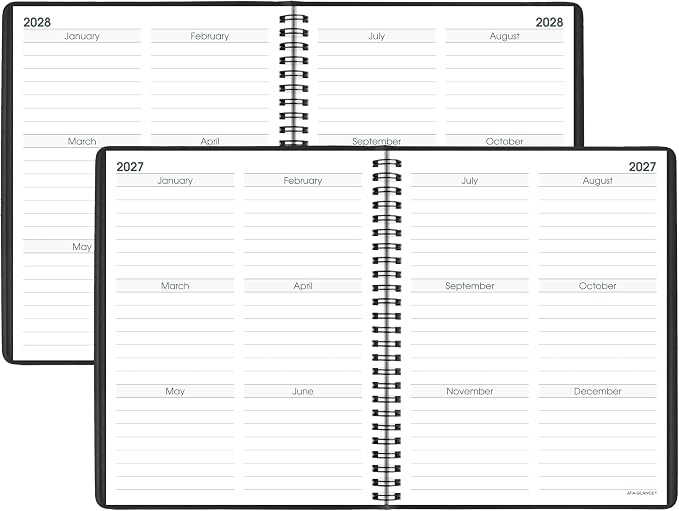 AT-A-GLANCE 2027 Planner, Monthly, 7" x 8.75", Large Print, Unruled Daily Blocks, Black (70LP090527)