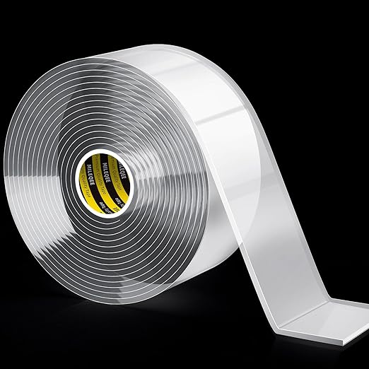 Double Sided Tape Heavy Duty, Mounting Tape Clear, Strong Adhesive Strips Sticky Tape, Reusable Transparent Tape for Home Office Deco(1.18" x9.84FT)