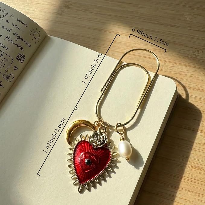 Planner Paper Clip Bookmark – Cute Decorative Paperclip with Charm, Journal and Bookmark Clip for Planners, Notebooks, Books, and Reading Accessories