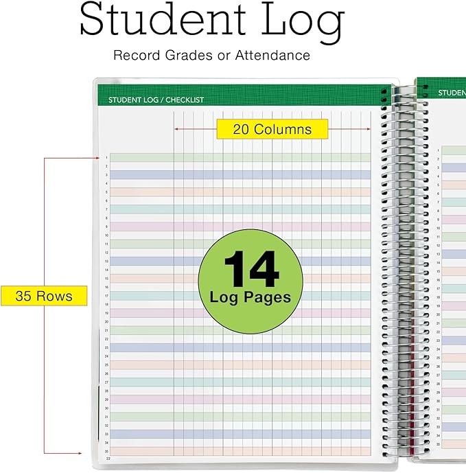 DELUXE TEACHER PLANNER Aug 2026-Jul 2027 8.5x11 Daily Weekly Monthly Organizers with 7 Periods, Pocket Folder, Dated Calendar, Page Tabs, Bookmark and Planning Stickers (Tree Seasons)
