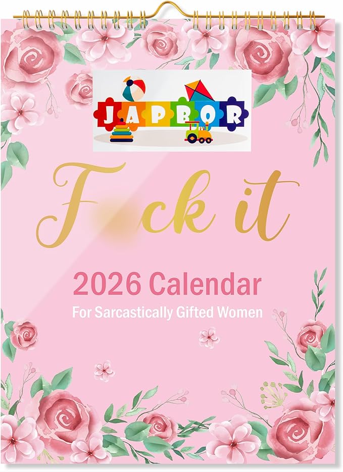 JAPBOR Calendar for Sarcastically Gifted Women - 2PCS 2026 Fu-ck It Wall Calendar for Sarcastic Female, 12 Months Hanging Planner, Affirmations Quotations Office Monthly Calendar Organizer Gag Women Gift