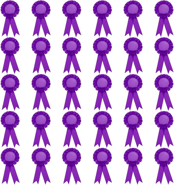 PATIKIL Purple Polyester Blank Award Ribbon, 30 Pcs Prize Ribbon for Competition, Sport Event, Wedding, Party