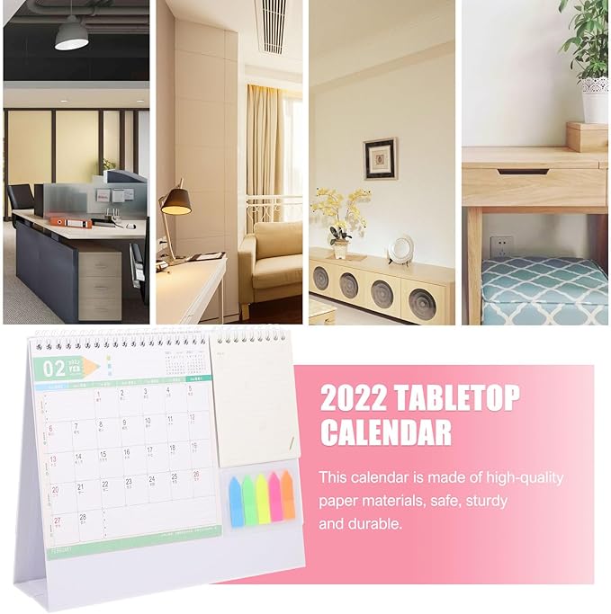 Mobestech Creative Desktop Planner Calendar with Memo Space Sturdy Multifunctional Monthly Schedule Organizer for Home Office Assorted Color