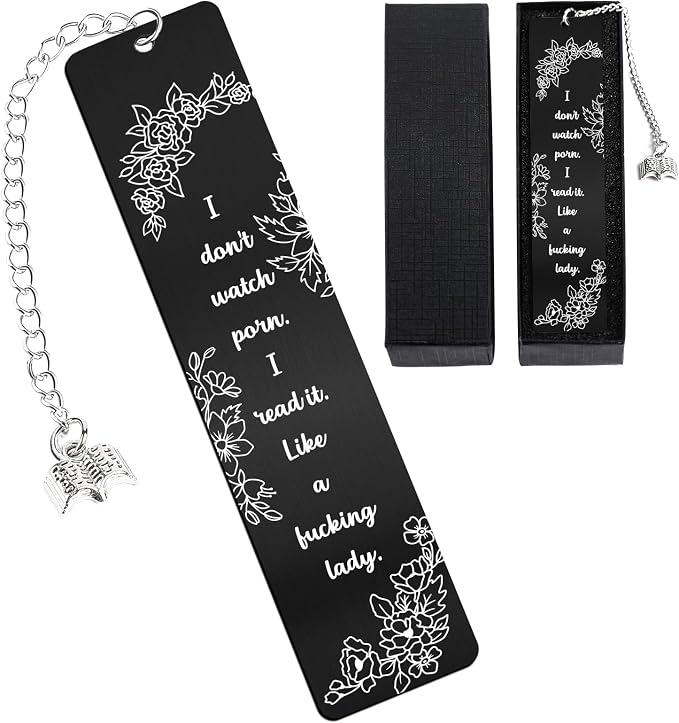 Smut Bookmark Gifts for Men - I Don't Watch Po*n Read It Like a Fu*King Lady Bookmarks Funny Smutty Personalized Unique Metal Book Marks Accessories for Reading Readers Friends Bookworm