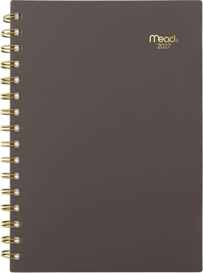 Mead 2027 Planner, Weekly & Monthly, 15-Month Oct-Dec, 5.5" x 8.5", Ground Coffee (1806-200-27)