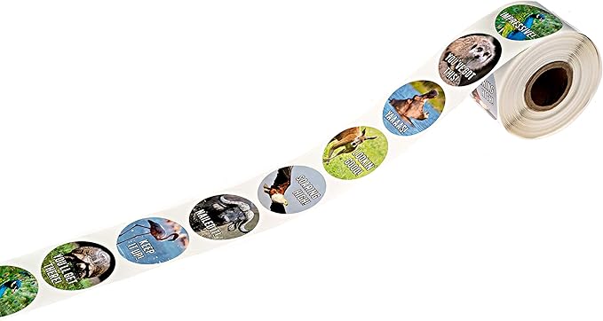 Motivational Animal Stickers / 500 Students Patients Incentive Labels Roll / 1.5" Funny Inspirational Animal School Clinic Reward Sticker / 8 Humorous Designs/Made in The USA