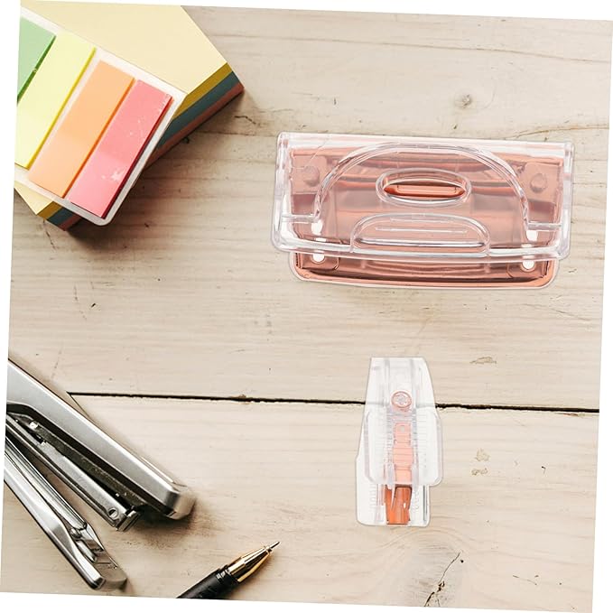 NUOBESTY 1 Set Transparent Office Staple Hole Punch Elegant Design for Neat Versatile Functionality Sharp Blades for Clean Punching and Stapling