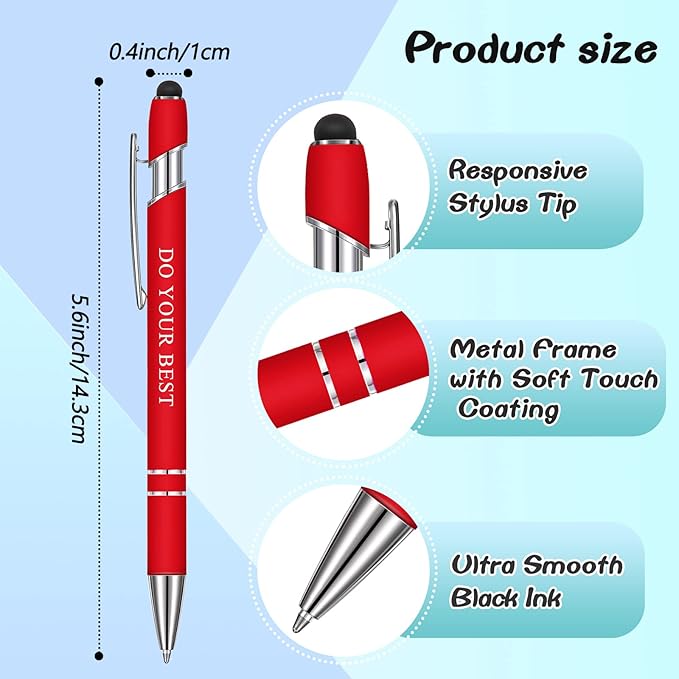 Zonon 12 Pcs Inspirational Pens Gift Set Funny Ballpoint Pen with Stylus Tip Motivational Graduation Gifts Bulk for Teacher Coworkers Nurse School Office Supplies(Pink Purple Colors,Boss Lady)