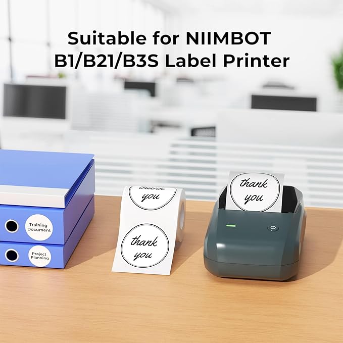 NIIMBOT Labels for B21/B1/B2 Label Printer, Thermal Stickers 1.22'' x 1.22''(31x31mm), Waterproof, Oil-Proof Label Tape, 1 Roll of 210 Round Sticker Labels