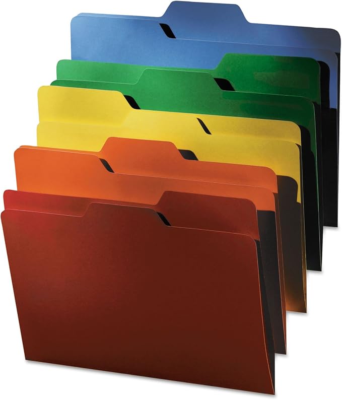 Find It All Tab File Folders, Letter Size, Back to School Supplies for College Students, 5 Color Assortment, 80 Folders per Pack (FT07070)