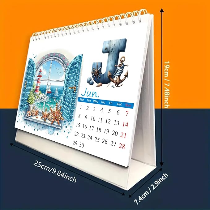 2026 Standing Desk Calendar DIY Diamond Art Painting Monthly Flip Desktop Calendar with To Do List Calendars Planner for Home Office-2026-02