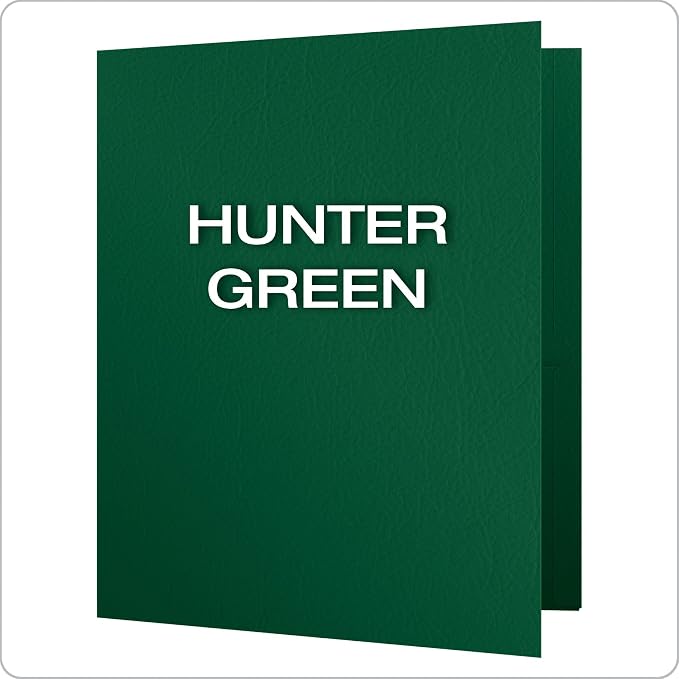 Oxford Twin-Pocket Folders, Textured Paper, Letter Size, Hunter Green, Holds 100 Sheets, Box of 25 (57556EE) (Pack of 5)