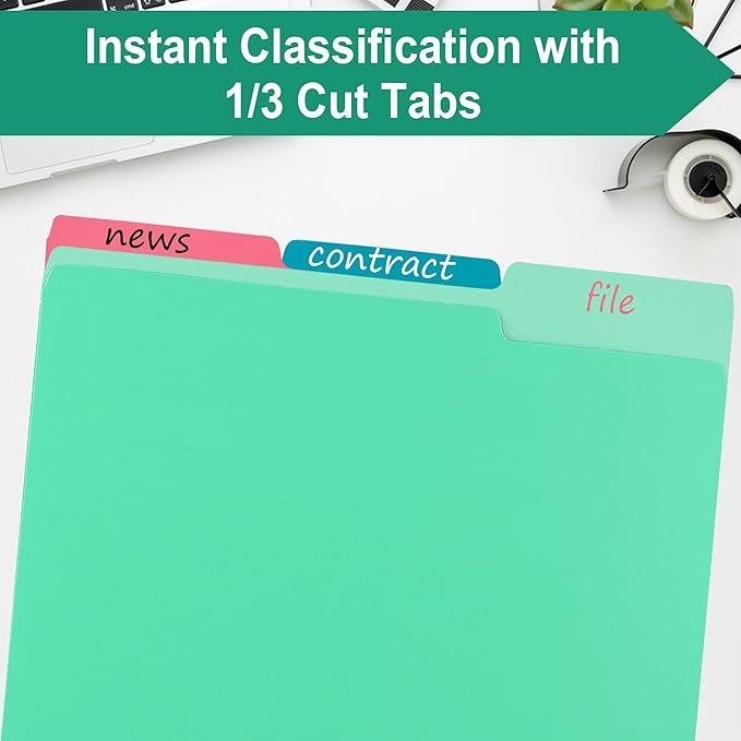 pmybupo Light Green File Folders,18 Pack Colored File Folder,1/3 Cut Tab,Letter Size,Filing Folder for Office School Business.