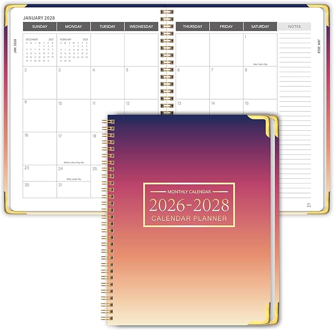 Monthly Planner 2026-2028, 2026-2028 Calendar 36 Months, 8.5" x 11", Jan 2026- Dec 2028,Metal corner protectors with Spiral Bound, 3 Years Academic Planner Perfect for School & Office for Women & Men