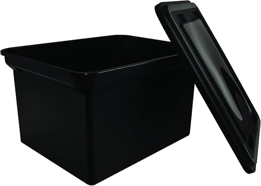 Advantus File Tote with Lid, 18 x 10.75 x 14 Inches, Black, Case of 8 (34052CT)