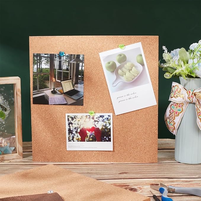 OLYCRAFT 2Pcs Square Cork Bulletin Boards 11.8x11.8 Inch Wood Cork Board 0.6 Inch Thick Square Wooden Board Tiles for Wall Decoration Party and DIY Crafts Supplies