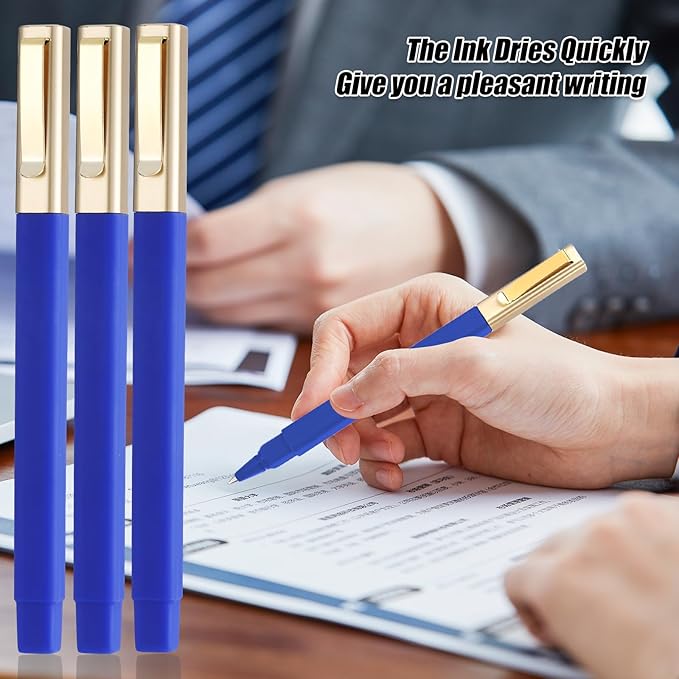 36 Pack Gel Pens Blue 0.5mm Medium Point Blue Gel Ink Pens with Cap Quick Drying Ballpoint Pen Smooth Writing Fine Point Pen for Journaling School Office Supplies