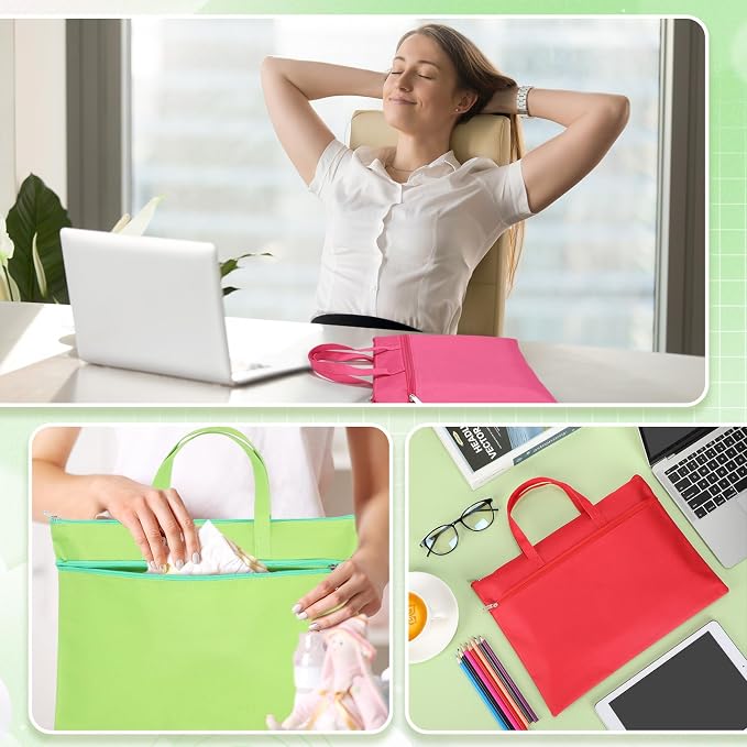10 Pieces Project Bags Document Bags with Zipper Handle A4 Double Layer Waterproof Document Bag File Storage Foldable Bag Multicolor for Office Travel Project