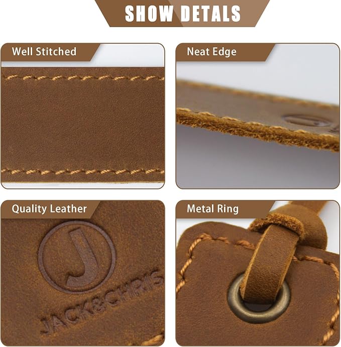 Jack&Chris Genuine Leather Bookmark, Thin Handmade Stitched Bookmarks for Women Men, Classic Style Book Accessories Gifts for Book Lovers Students Writers Readers Teens Adults, All Color