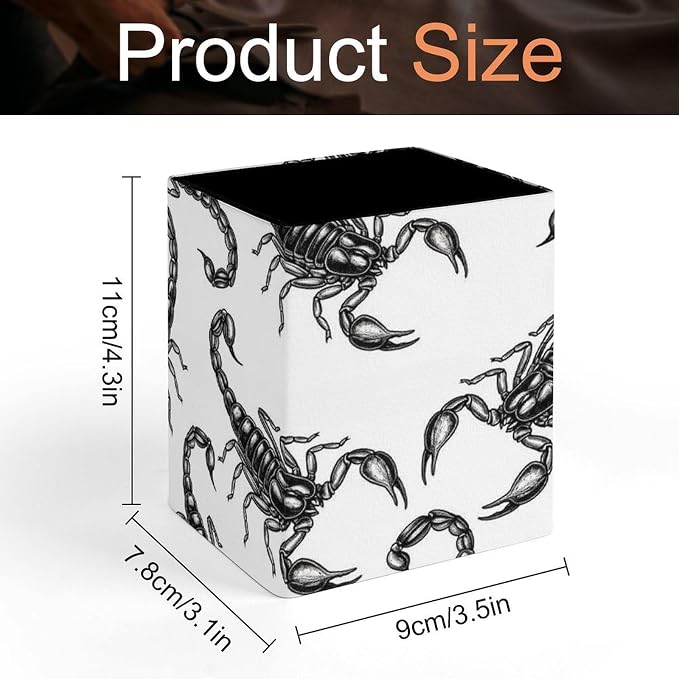 Women's Fashion Pencil Pen Holder Cup, Waterproof Office Supplies, Waterproof Multifunctional Office Supplies Black Scorpion