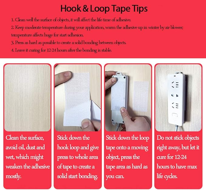 LLPT Hook and Loop Tape 3/4 Inch x 23 Feet Each Roll Heavy Duty Adhesive Industrial Strength Hook Loop Strip Mounting Tape for Indoor and Outdoor Black (HTB030)