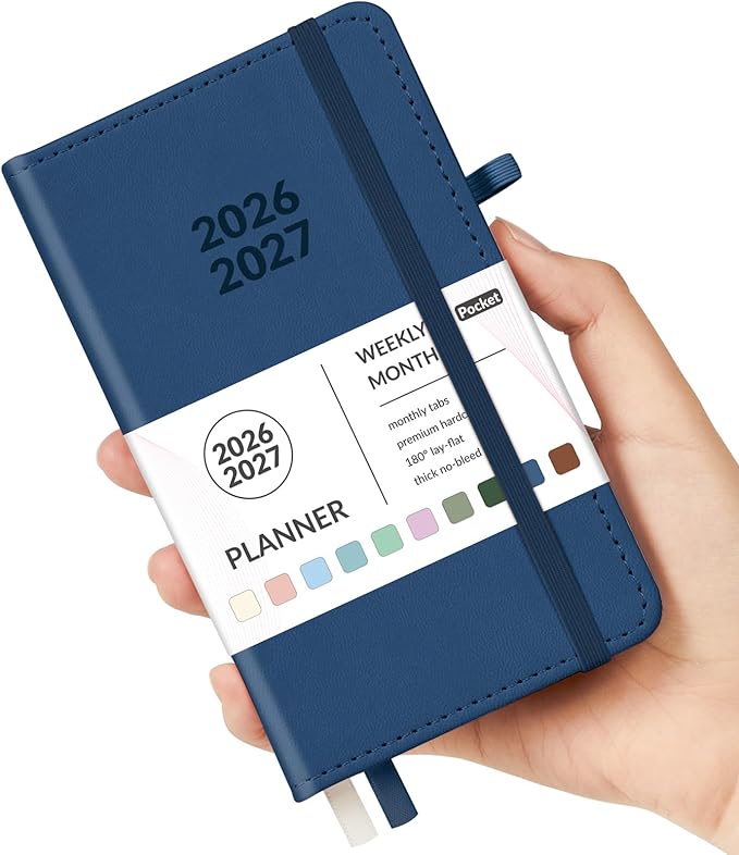 Forvencer Pocket Planner 2026-2027, Weekly Monthly Planners for Purse, 3.5" x 6", July 2026-June 2027, Cute Small Daily Academic Calendar, Elastic Band, Hardcover Agenda for Women, Teacher