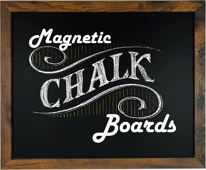 Loddie Doddie Wood Chalkboard Calendar - 18 in x 22 in, Rustic Frame, Mounting Hardware - Magnetic Chalkboard for Wall - Menu Board for Kitchen - Hanging Chalk Board Sign