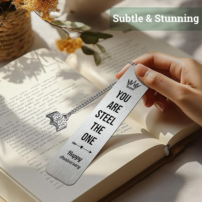 Anniversary Bookmark Gifts for Her Him, 11th Steel Wedding Anniversary Bookmarks, Best Commemorative Gift for Wife, Couple Book Marks Christmas Gifts for Book Lovers