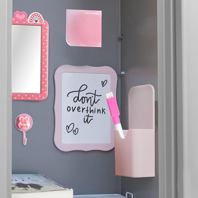 BANBALLON Locker Accessories Kits for Girls with Magnetic Whiteboard Locker Mirror Locker Rug and Pen Holder Back to School Essentials for Locker Organizer
