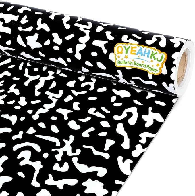 Qyeahkj Composition Bulletin Board Paper Roll Black Dot Bulletin Board Background Paper Fade Resistant Classroom Decoration Poster Art Craft Home Wall Education Decoration Supplies 17.7in x 20ft