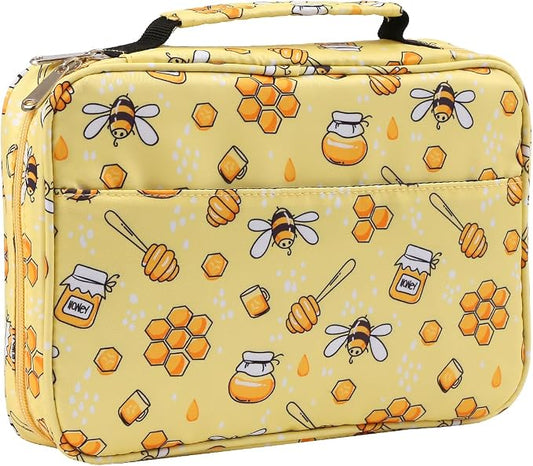 Bible Cover Carrying Book Case Church Bag Bible Protective with Handleand Zippered Back Pocket, Gift for Girls Women Mother Men Women Father Kids(Yellow)