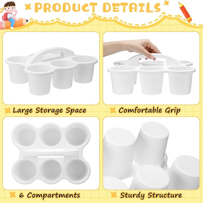 DoubleFill 4 Pcs Plastic Storage Caddy Organizer with Handle Teacher Supply Storage Classroom Caddy for School, Pencil, Pen, Art Supply, Drink Delivery