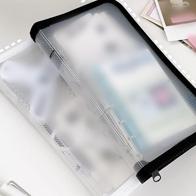 Clear File Storage Pouches Zippered Closure Receipt Folder Small Document Organiser Case for Office School Supplies Scratch Storage Pouches