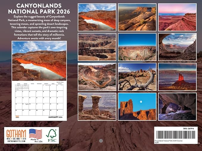 Canyonlands National Park Calendar 2026 Monthly Wall Calender 12 Month National Parks Gifts| American Made In The USA