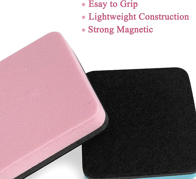 2 x 2 Inches Magnetic Dry Erase Erasers, 24 Pack Small Whiteboard Erasers, Square White Board Cleaner, Office Classroom Supplies, 6 Macaron Colors