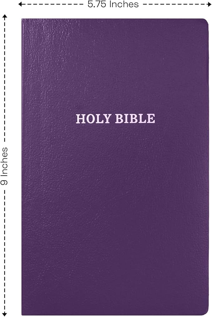 Personalized KJV Bible Faux Leather Holy Bible Small Print Economy Bible with Custom Name at The Lower Right Side, Highlighted Verses, Custom Gift for Christian Celebrations (Purple)