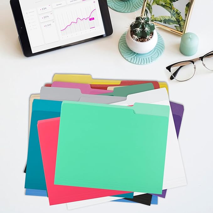 pmybupo Blue File Folders 8.5 x 11 Inch,1/3 Cut Tab Two Tone Colored File Folders Letter Size,School Business Office Folders for Document-18 Pack