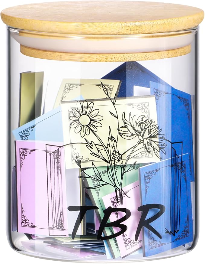 TBR Jar Gifts for Book Lovers to Be Read List Reader jar with 100 Colorful Notes Bookish Accessories Bookworm Gift for Book Club Book lover Women Students and Teacher (Style 1)
