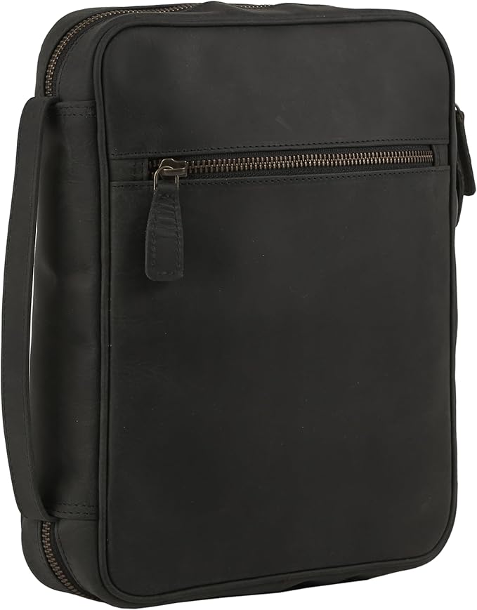 Leather Bible Cover for Men & Women – Zippered Bible Case with Handle, Note & Pen Organizer – Fits Large Study Bible – 11.5x8.5 Inch (Black)