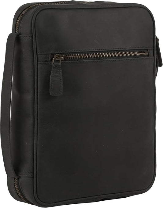 Leather Bible Cover for Men & Women – Zippered Bible Case with Handle, Note & Pen Organizer – Fits Large Study Bible – 11.5x8.5 Inch (Black)