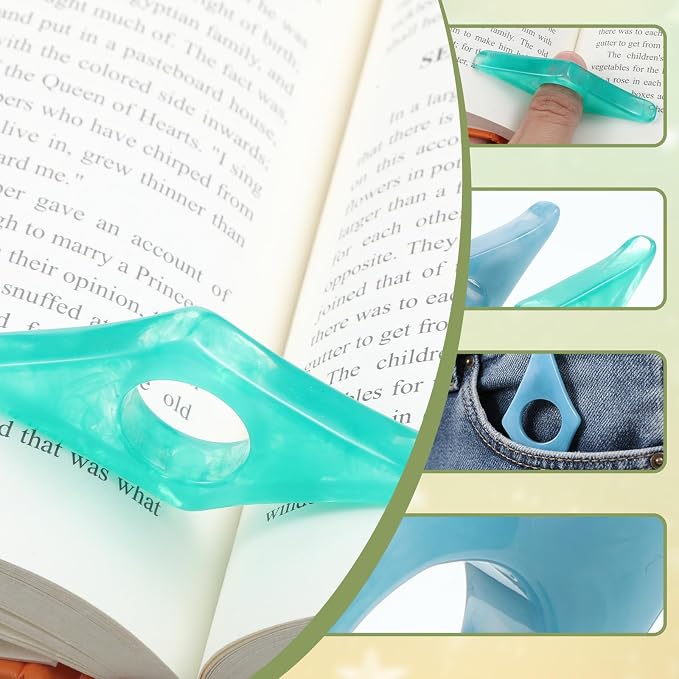 4 Pcs Handmade Thumb Book Page Holder, Thumb Ring Books Marks for Reading, Resin Book Holders for Reading, Books Finger Page Holder for Women Best Friend Christmas Gifts Readers