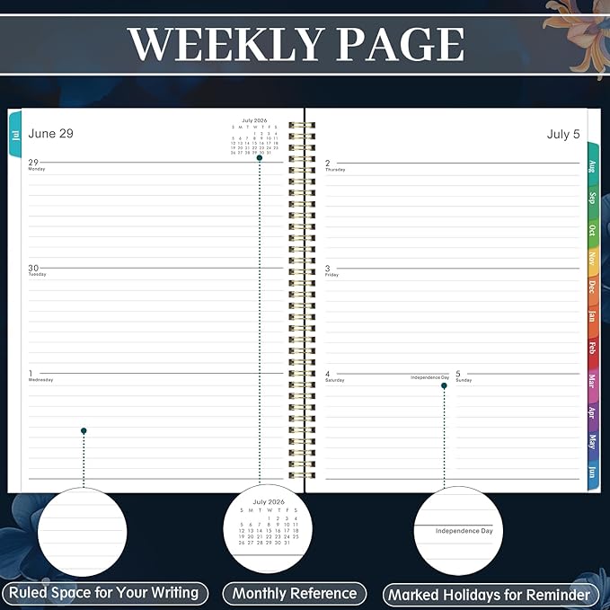Planner 2026-2027 - Academic Planner 2026-2027, July 2026 - June 2027, 9" x 11", 26-27 Planner Weekly and Monthly, Calendar Planner with Colorful Monthly Tabs + Twin-Wire Binding + Inner Pocket + Premium Thick Paper