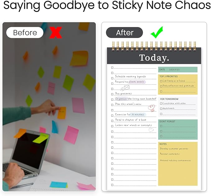 CICPAP To Do List Notepad - To Do List Notebook for Work with 52 Sheets, Undated Daily Planner Perfect for Enhanced Productivity and Goal Achievement - Black Green