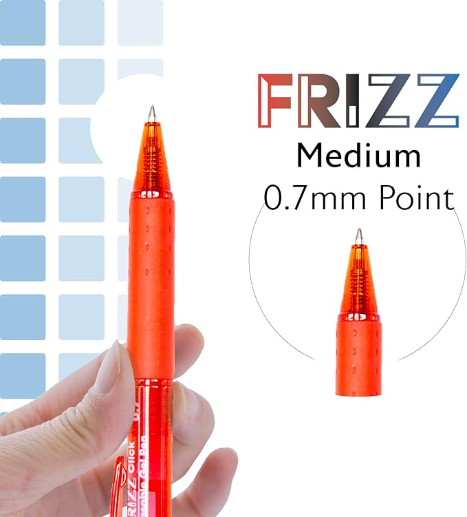 BAZIC PRODUCTS Frizz Retractable Erasable Gel Pens, 0.7mm Medium Point, Assorted Colors Inks, Comfort Grip for Smooth Writing Drawing Planner, 144-Pack
