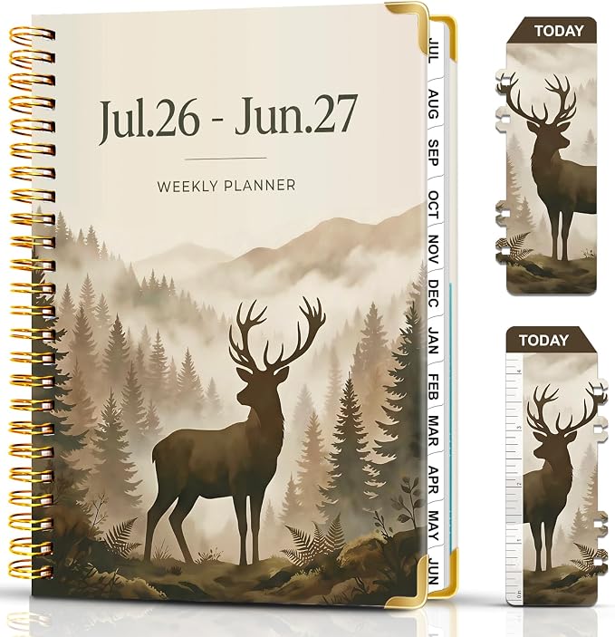2026-2027 Planner, Weekly and Monthly Academic Planner, Jul 2026-Jun 2027, 6.3" X 8.5", Hardcover Planning Agenda Book with Bookmark, Perfect for Home, Office, Students & Busy Professionals, Elk