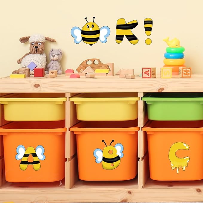 FYSUIMU 208Pcs Bee Bulletin Board Decoration Set Cute Honey Bee Alphabet Letters Paper Cutout for Back to School Classroom Window Wall Home Office Chalkboard Decor